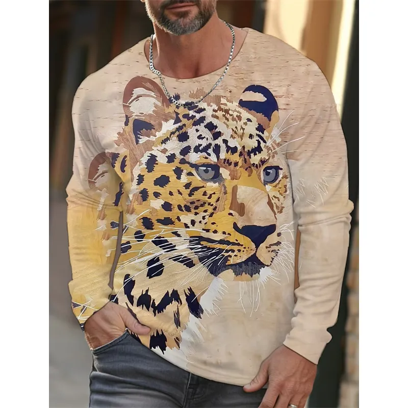 Mens Fashion Clothes - Męska koszulka z długim rękawem, wydrukowana