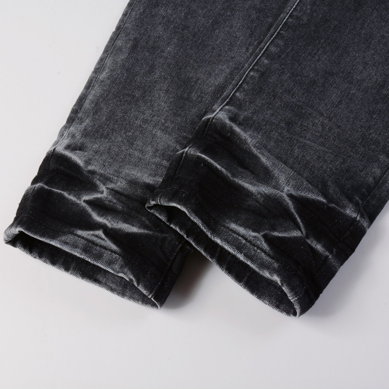 Men'S Fashion Grey Jeans - Męskie jeansy slim fit z elastycznym