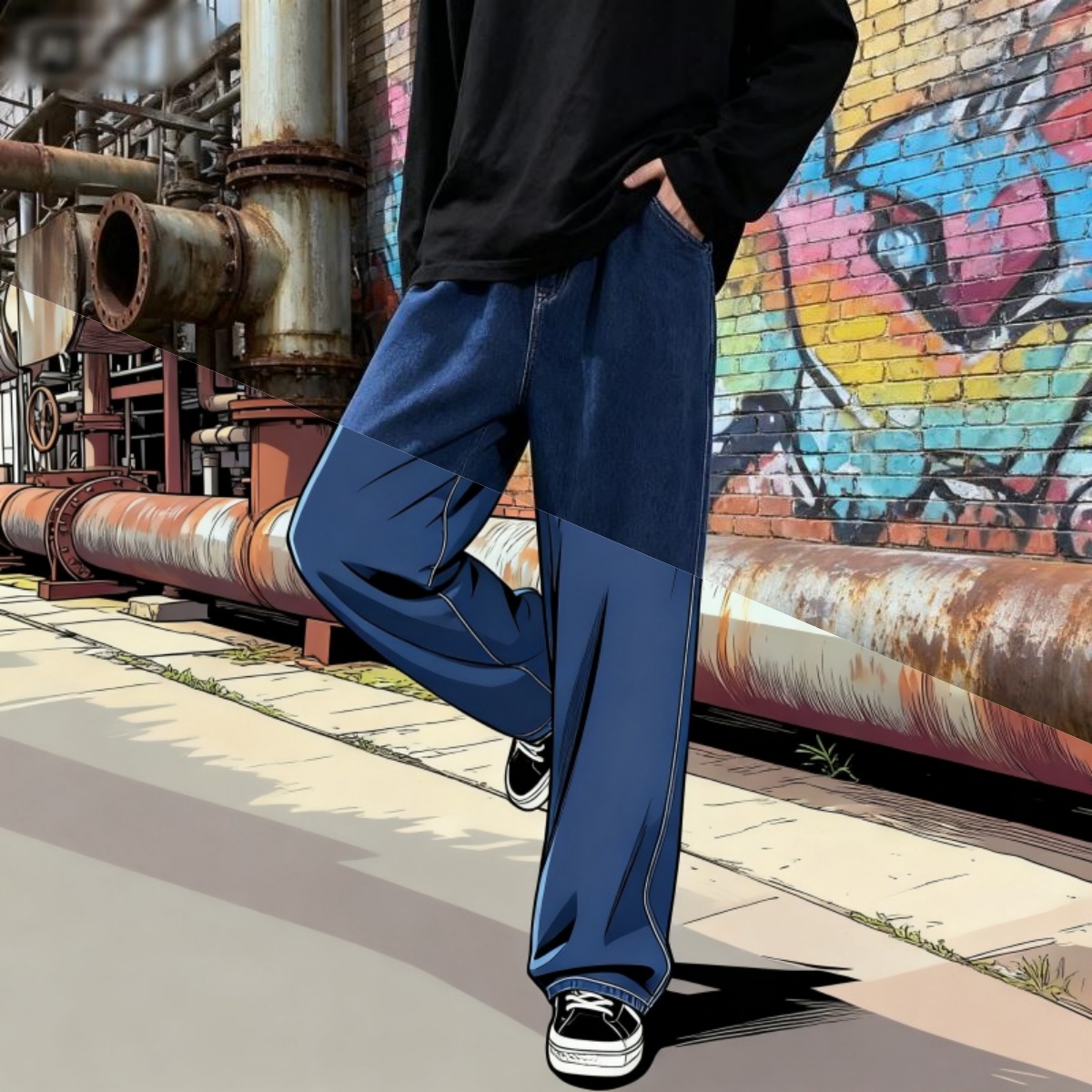 Men'S Fashion Grey Jeans - Męskie jeansy w stylu koreańskim streetwear,